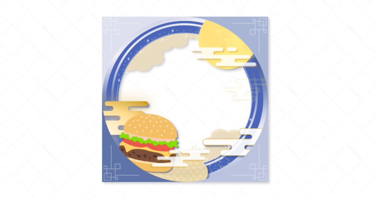 月とハンバーガーをテーマにしたアイコンリングのアイキャッチ画像
