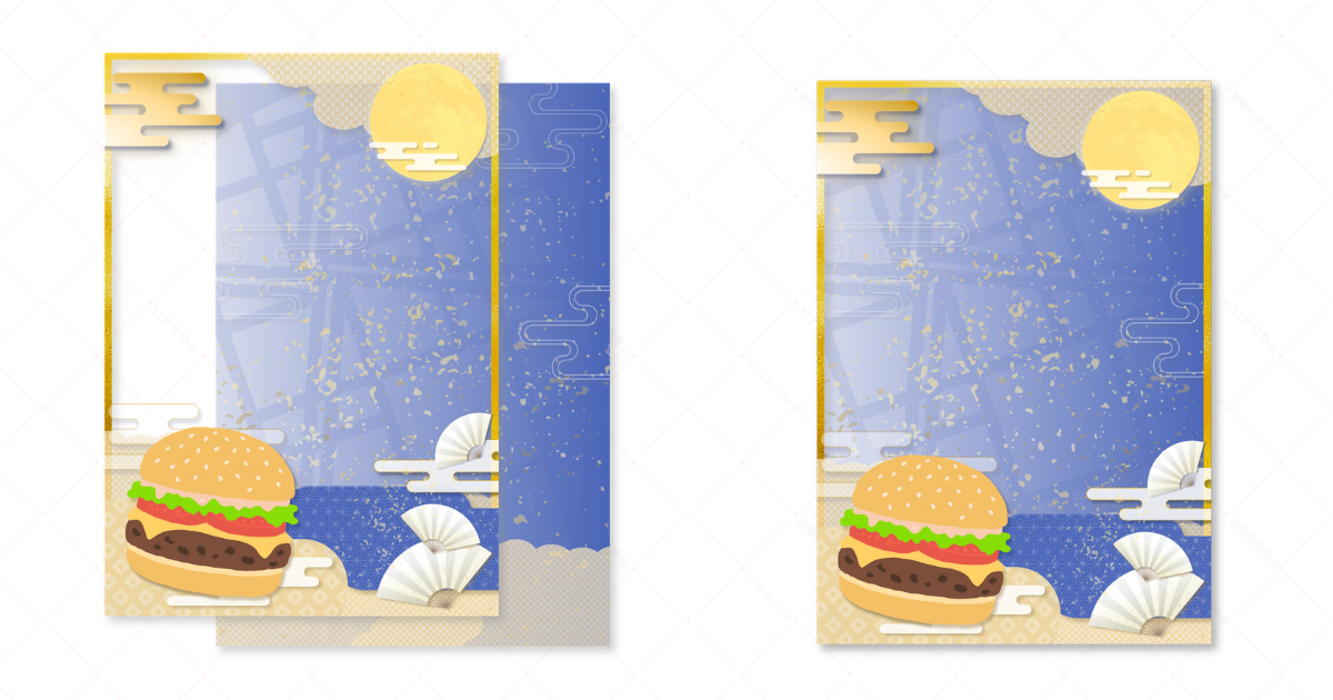 月とハンバーガーをテーマにしたネットプリントのアイキャッチ画像