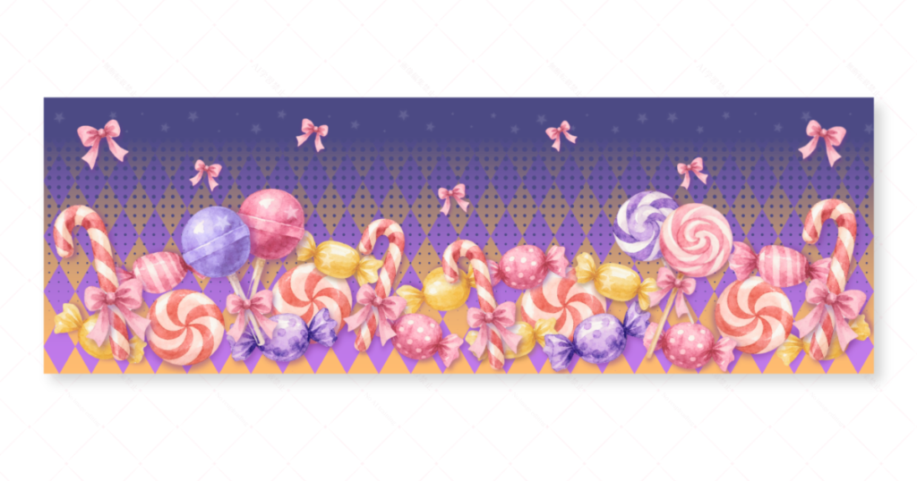 キャンディとハロウィンをテーマにしたXヘッダーアイキャッチ画像