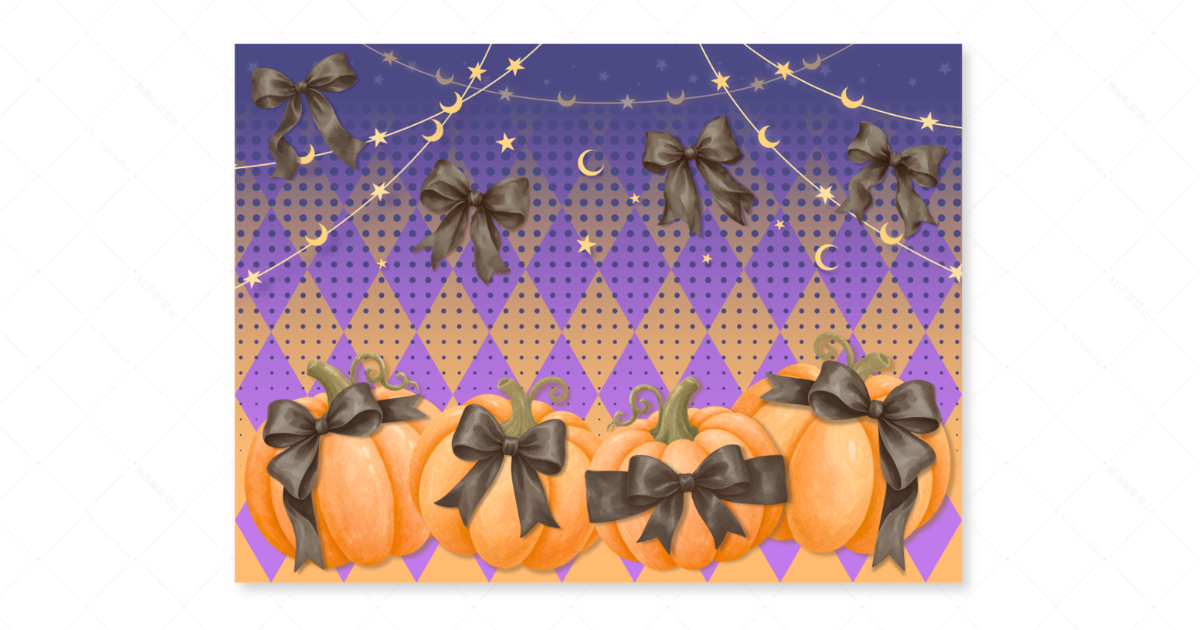 カボチャとリボンとハロウィンをテーマにしたsimeji壁紙アイキャッチ画像